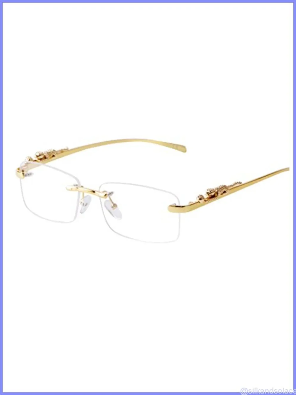 Rimless Retro Square Sunglasses UV400 Copper Plated Temples Unisex